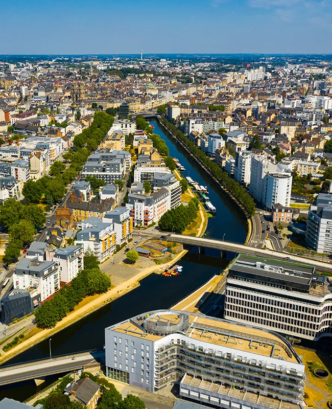 Vue aérienne de Rennes en France.