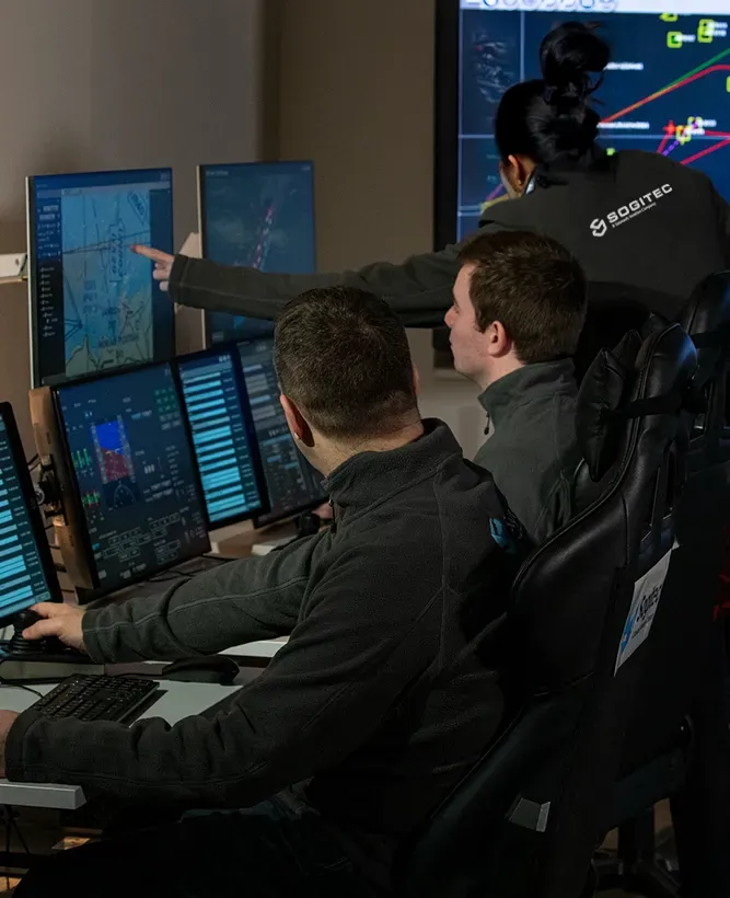 Équipe Sogitec de gestion de drone.